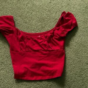 Hollister Vibrant Red Puff Sleeve Crop Top